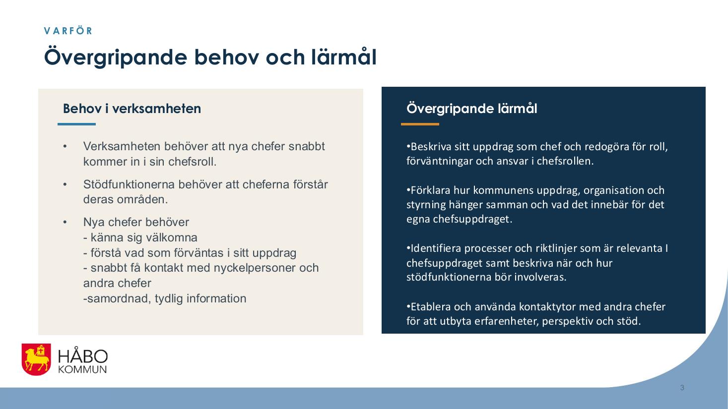 Skärmbild från uppdrag: Chefsintroduktion – från omfattande innehåll till en mer sammanhållen behovsanpassad lärresa
